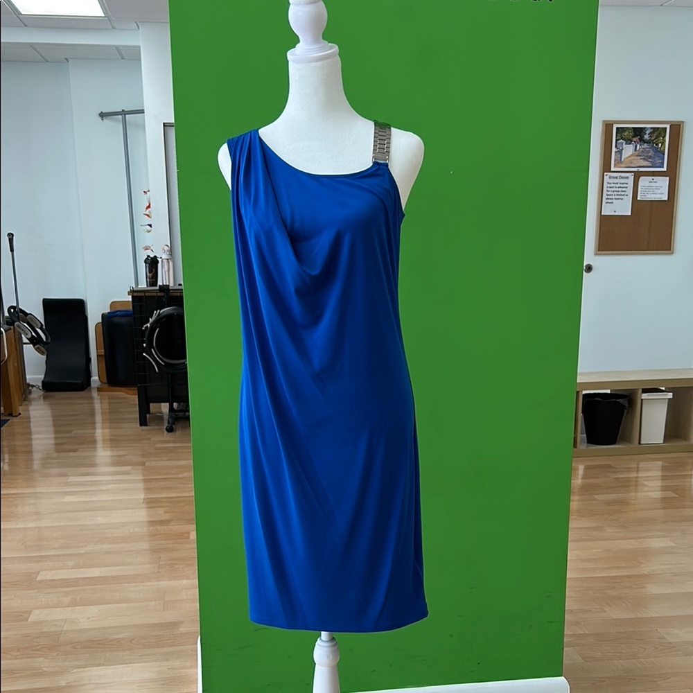MICHAEL Michael Kors Blue Cowl Neck Sheath Dress